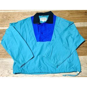 Saddlebred Windbreaker Pullover Vintage Color Block Teal Men’s Large 1/4 Zip